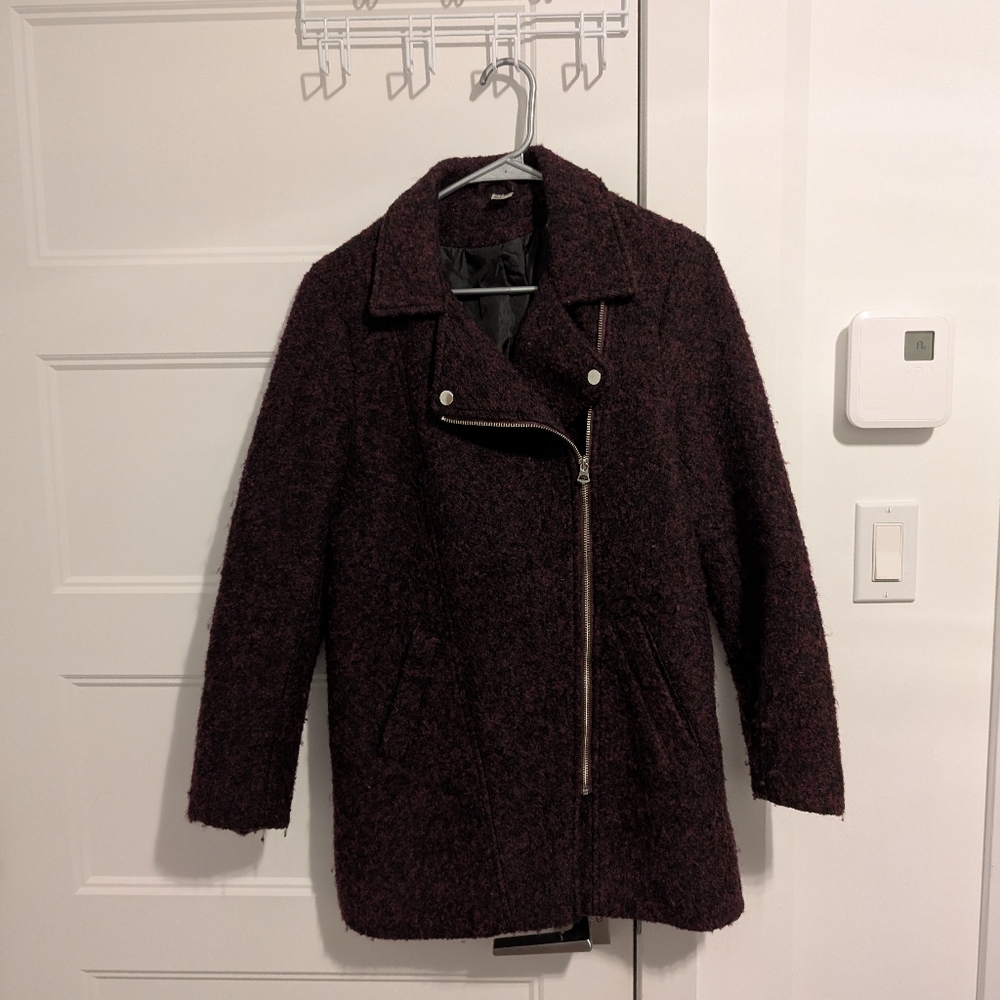 H&M/ Burgundy Wool Blend Coat Sz 8